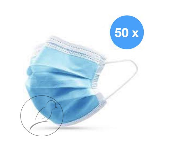 50 Stk Medizinische OP-Maske 3-lagig blau mit Ohrschlaufen